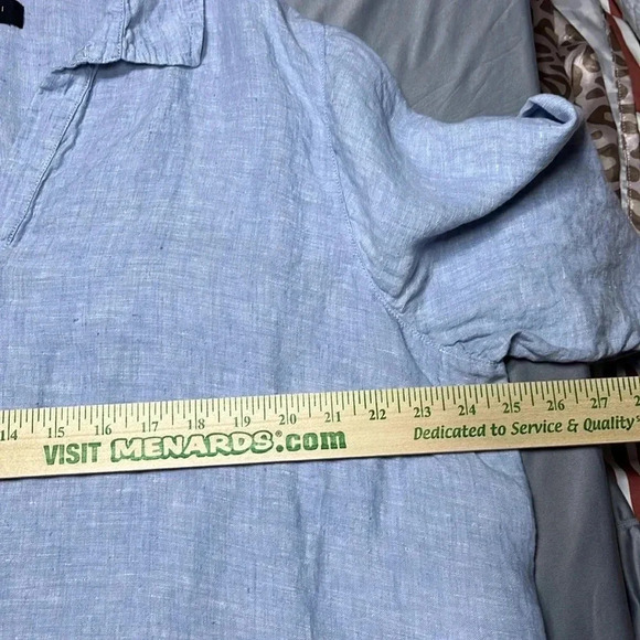 TAHARI Linen Short Sleeve Tunic Top‎ Coastal Beach Swim Cover Lagenlook Summer - Picture 7 of 11